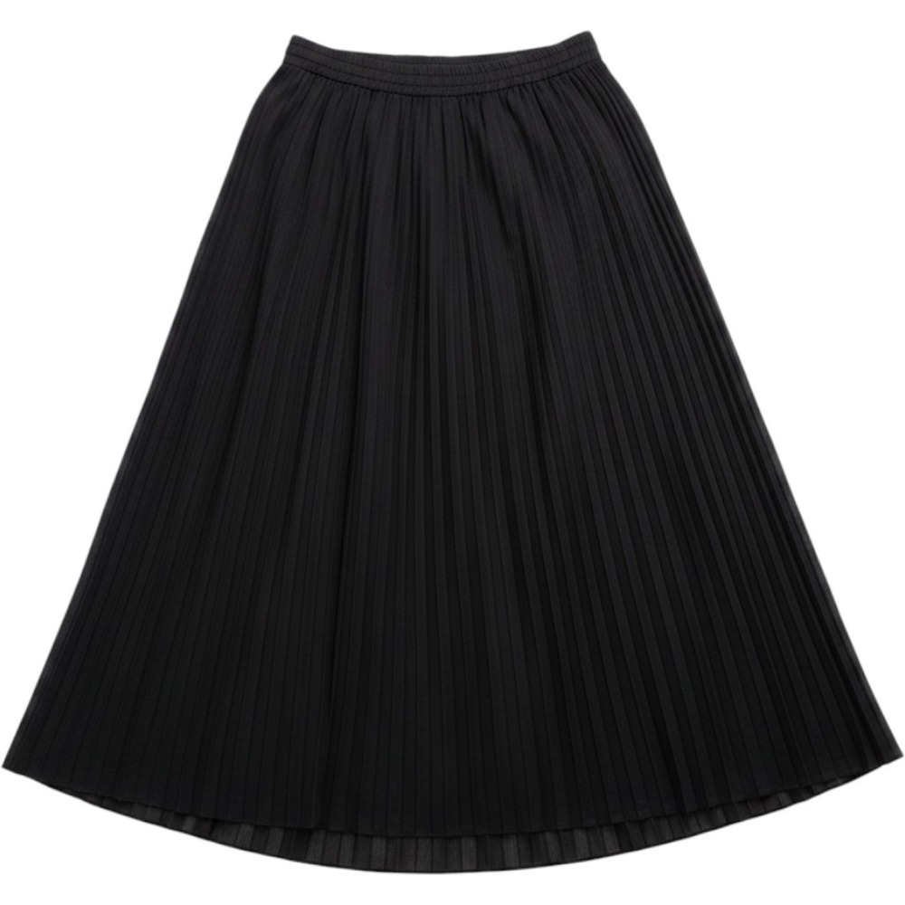 Uniqlo Pleated Maxi Skirt Elastic Waist Black Minimalist Flowy Large 30-31in